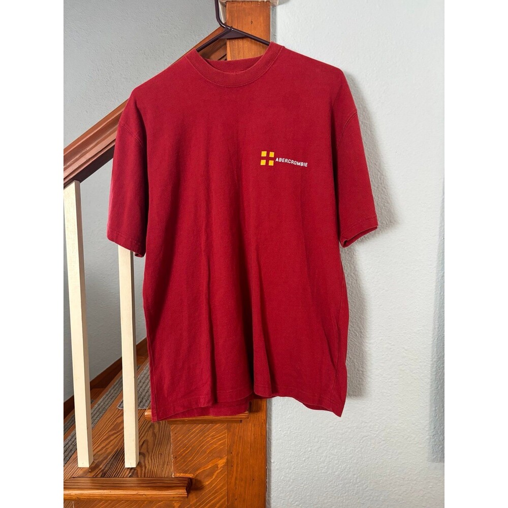 Vintage Abercrombie & Fitch T Shirt Mens S (M) Red Logo Graphic Y2K Tee Punk